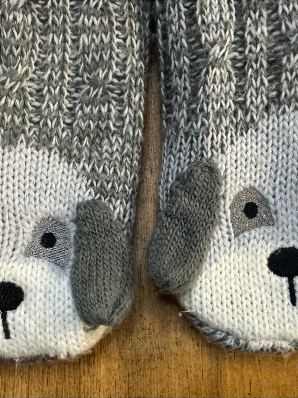 Jane and Bleeker puppy Grey and White Knit dog socks- Cozy fun socks
